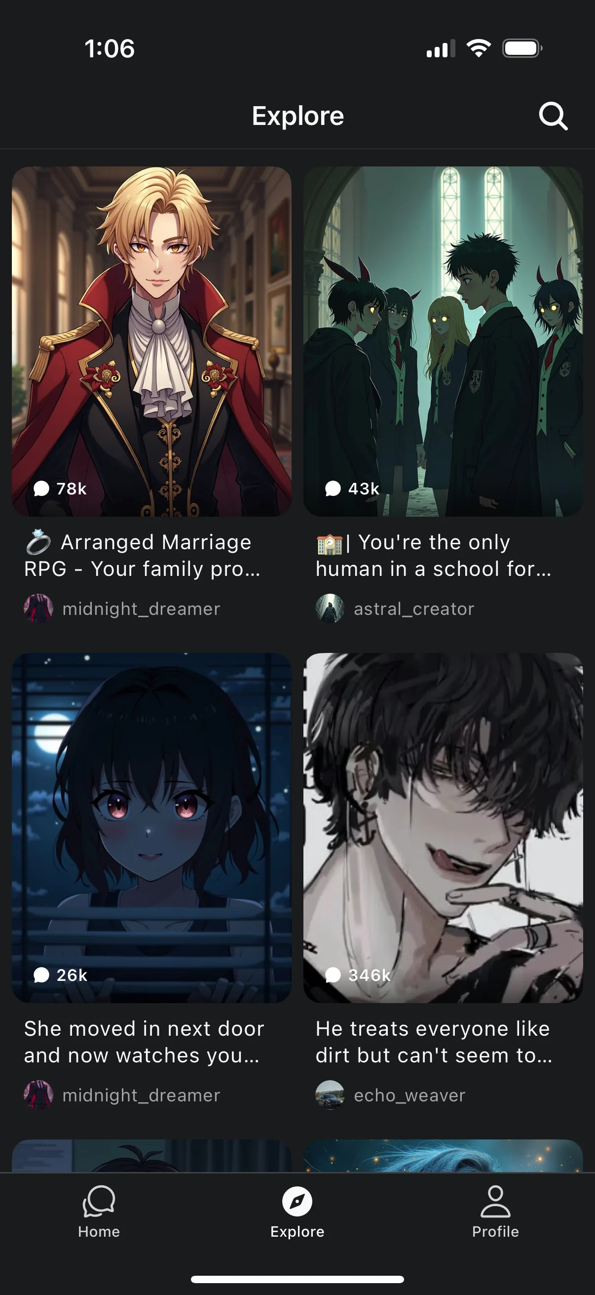 Explore feed.