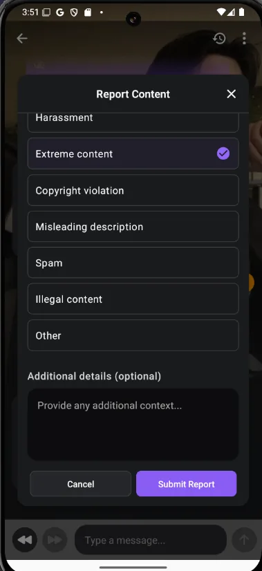 User reporting.